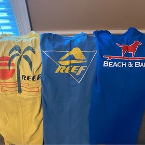 Reef Short Sleeve Tees Yellow and Blue Casual Beachwear